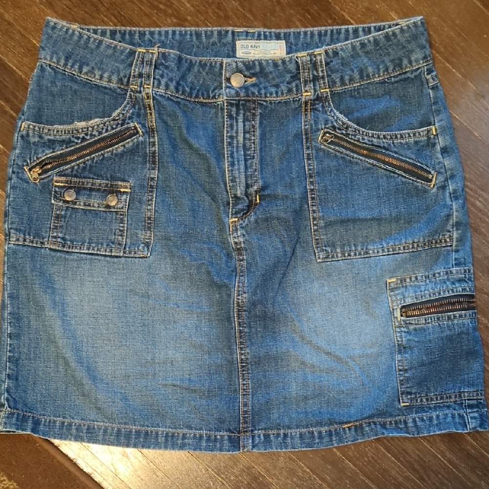 Old Navy Blue and Gold Cargo Mini Skirt Casual - Vintage 1994 - Picture 1 of 5